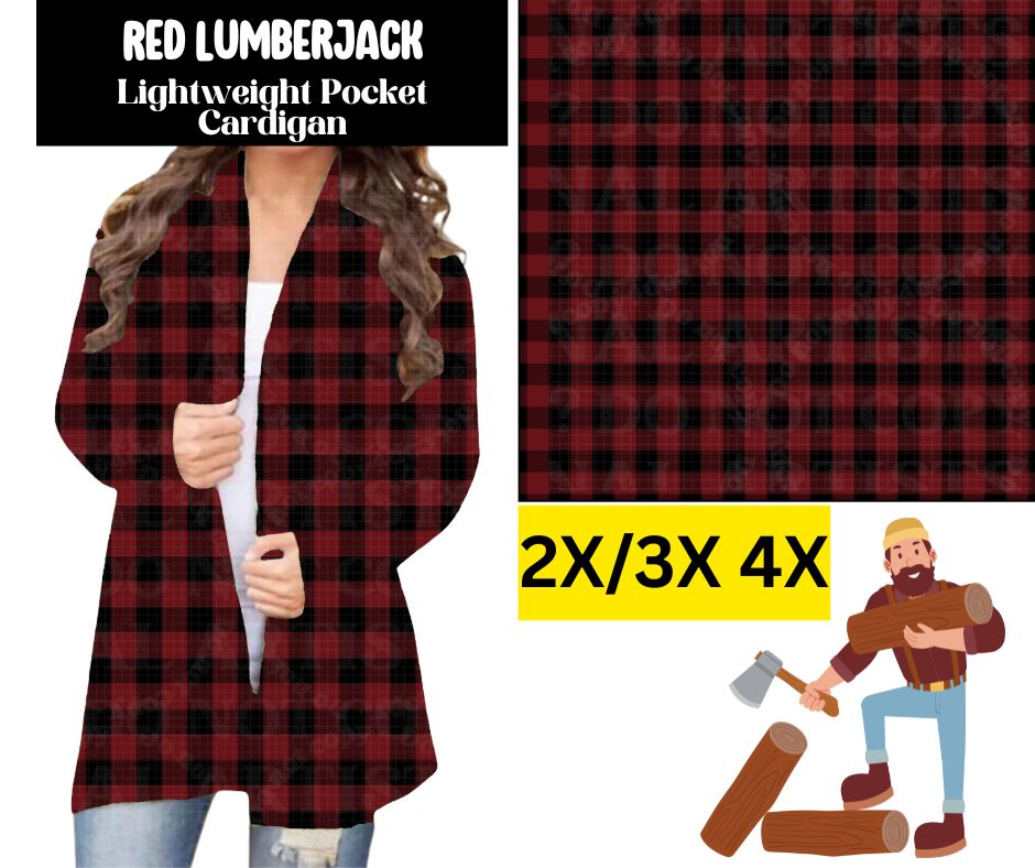 Red Lumberjack Pocket Cardigan