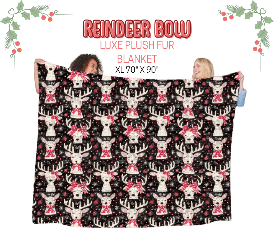 Reindeer Bow Luxe Plush Fur Blanket