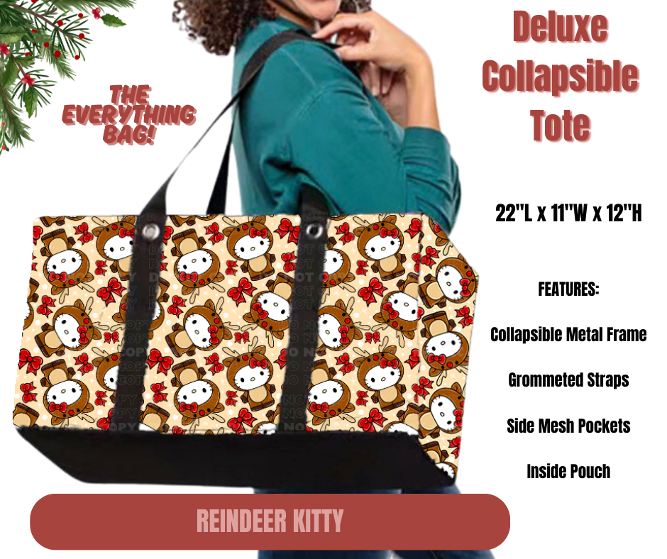 Reindeer Kitty Collapsible Tote