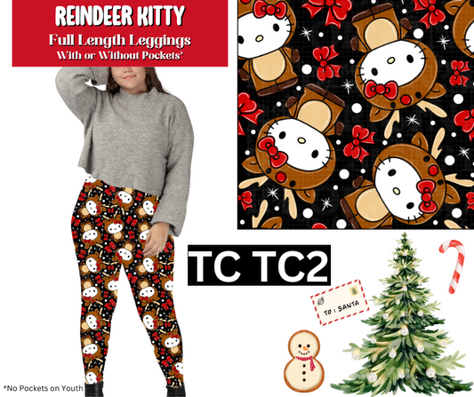 Reindeer Kitty Full Length Leggings w/ Pockets