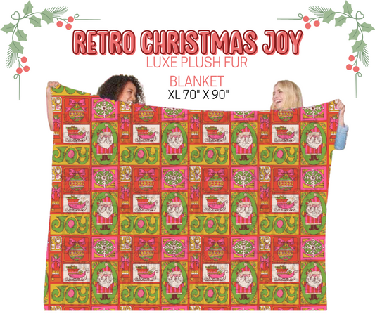 Retro Christmas Joy Luxe Plush Fur Blanket