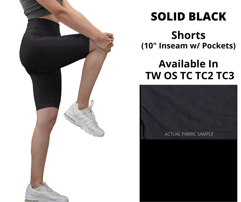Solid Black 10" Jamaica Shorts