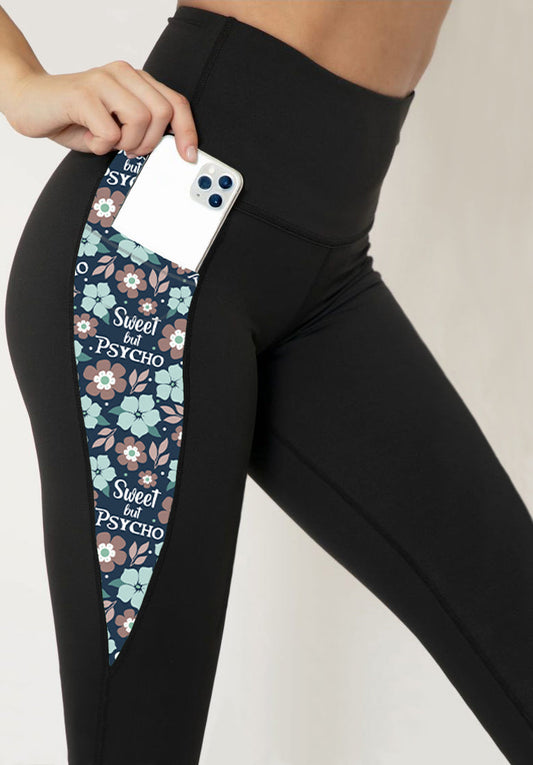 RTS - Sweet But Psycho Leggings w/ Triangle Sport Pockets