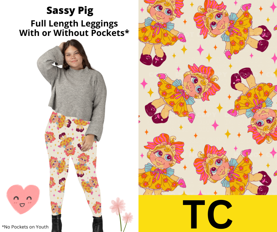 Sassy Pig Full Length Leggings w/ Pockets