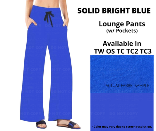 Solid Bright Blue Full Length Lounge Pants