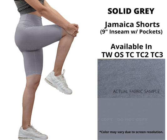 Solid Grey 10" Jamaica Shorts