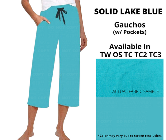 Solid Lake Blue Capri Gauchos
