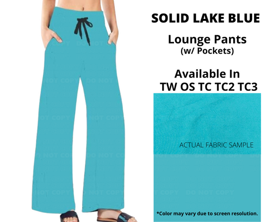 Solid Lake Blue Full Length Lounge Pants