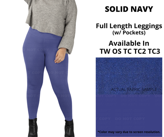 Solid Navy Full Length w/ Pockets