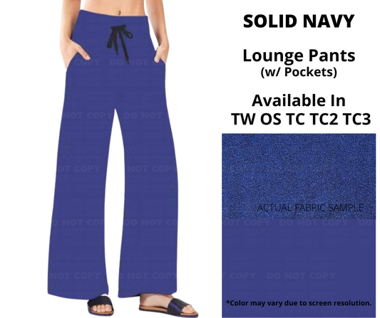 Solid Navy Full Length Lounge Pants
