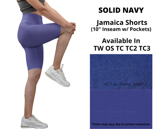 Solid Navy 10" Jamaica Shorts