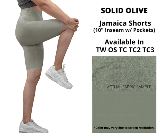Solid Olive 10" Jamaica Shorts