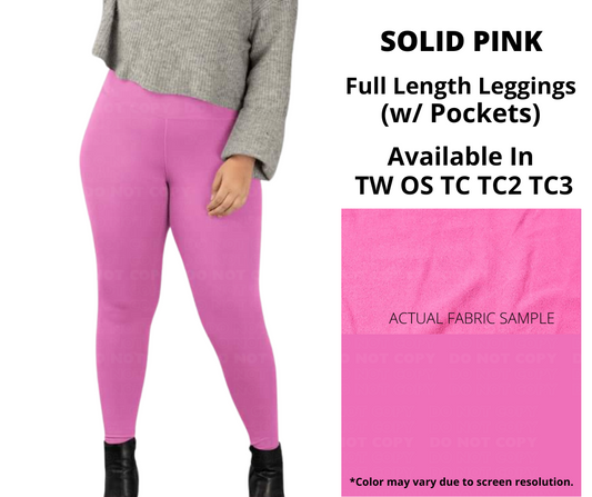 Solid Pink Full Length w/ Pockets
