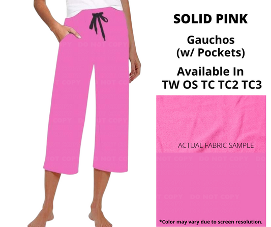 Solid Pink Capri Gauchos
