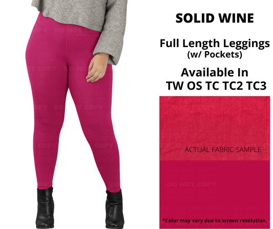 Solid Wine Full Length w/ Pockets