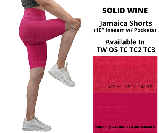 Solid Wine 10" Jamaica Shorts