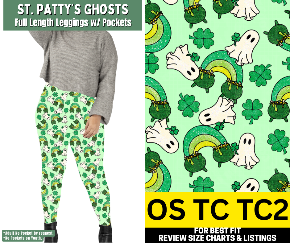 St. Patty's Ghosts Full Length Leggings w/ Pockets