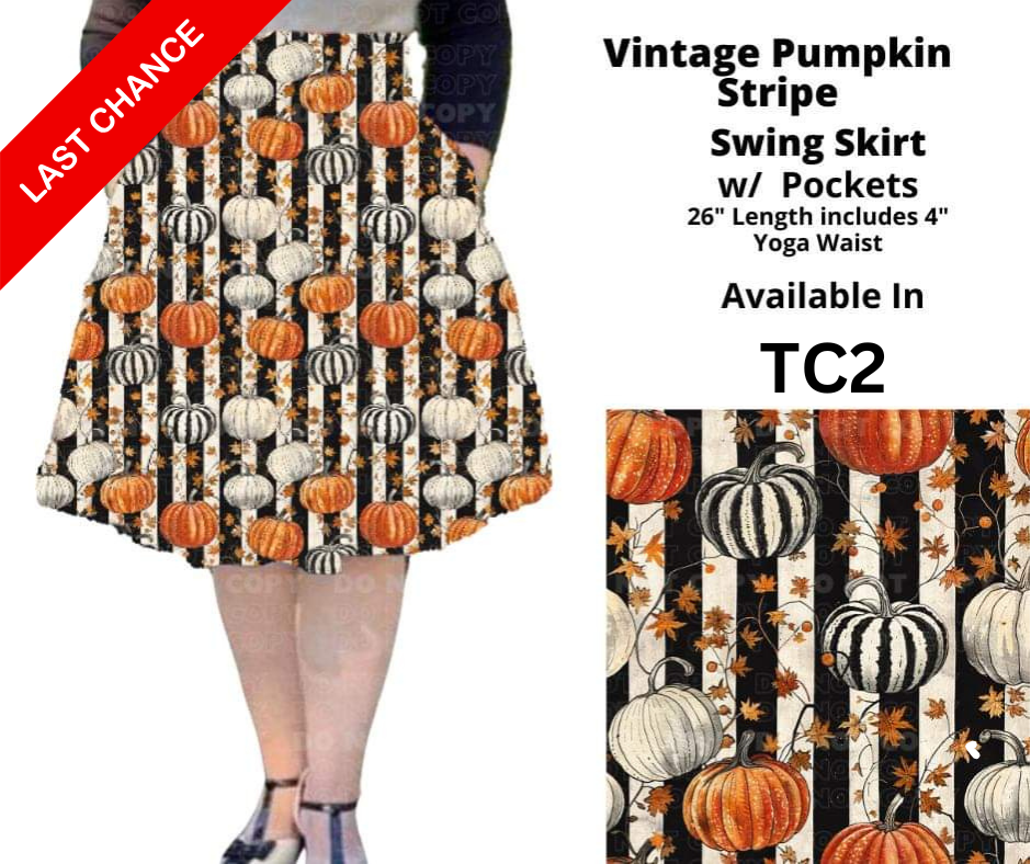 Vintage Pumpkin Stripe Swing Skirt