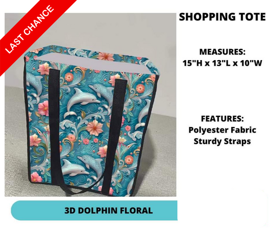 3D Dolphin Floral Shopping Tote