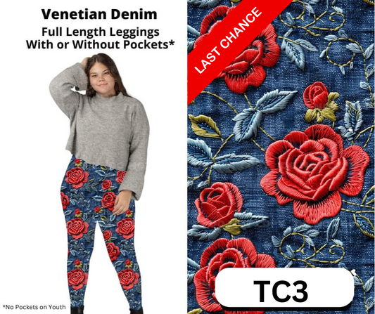 Venetian Denim Full Length Leggings w/ Pockets