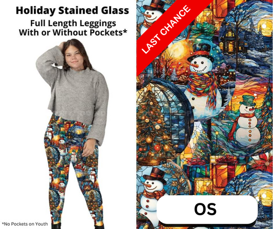 Holiday Stained Glass Full Length Leggings w/ Pockets