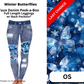 Winter Butterflies Faux Denim Full Length Peekaboo Leggings