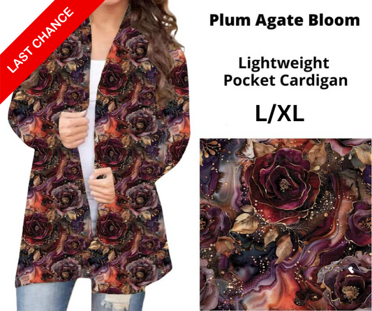 Plum Agate Bloom Pocket Cardigan