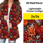 3D Plaid Floral Pocket Cardigan