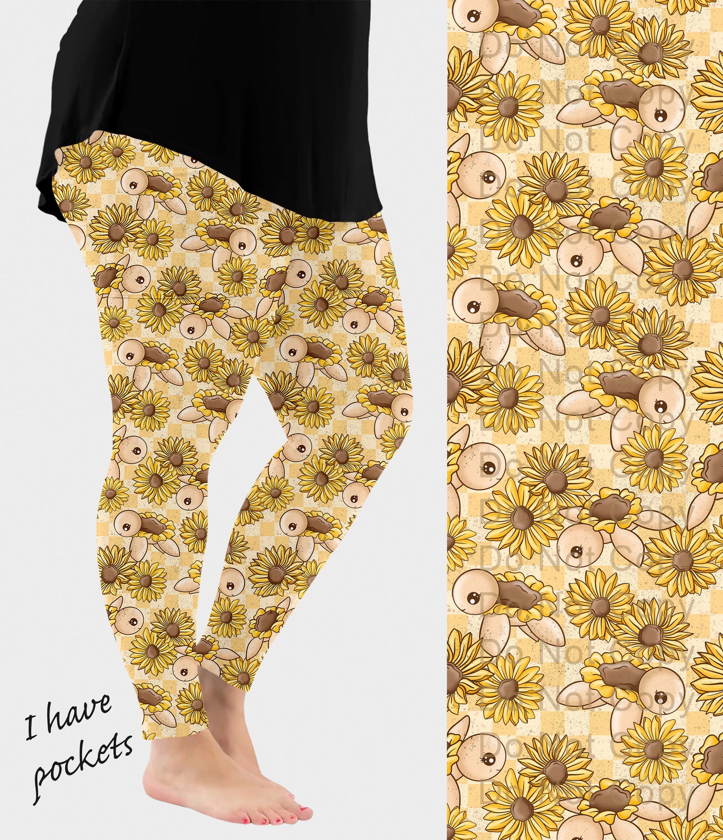 RTS - Sunflower Turtle Leggings w/ Pockets