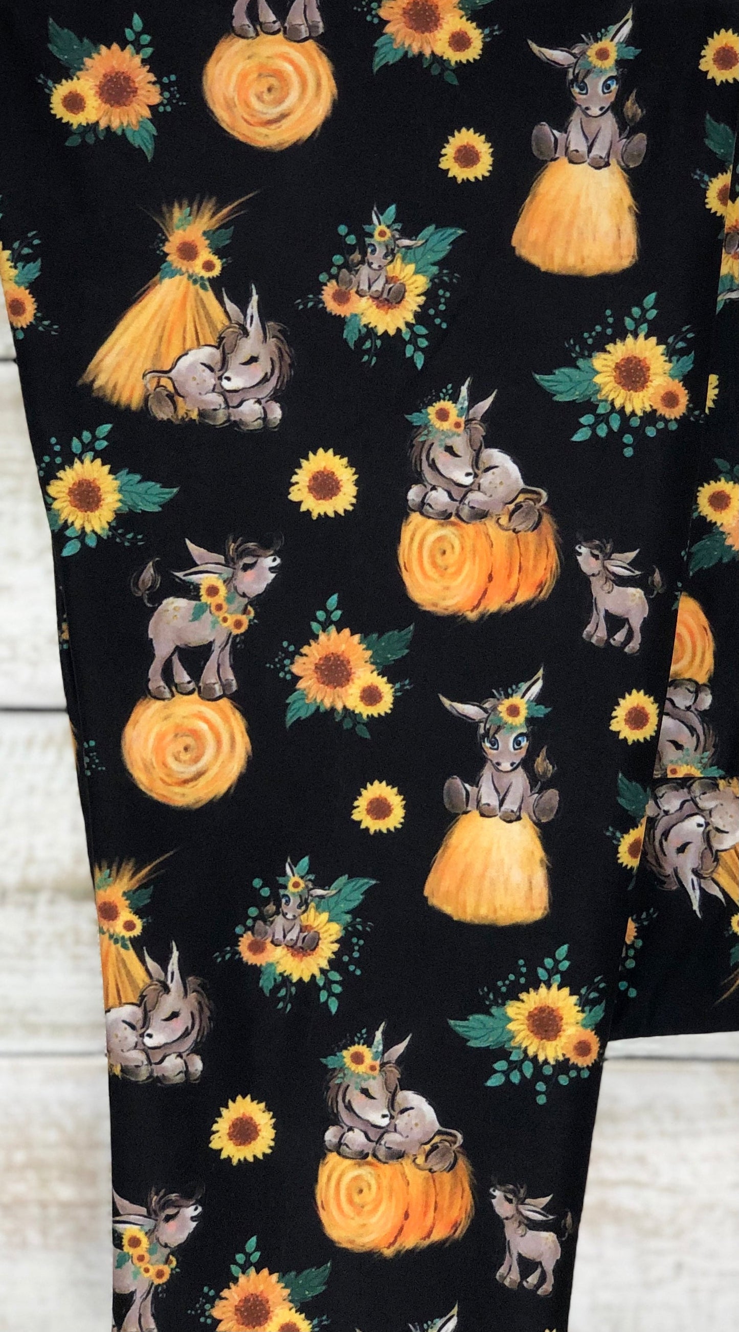 RTS - Sunflower Donkey Leggings w/ Inside Pockets