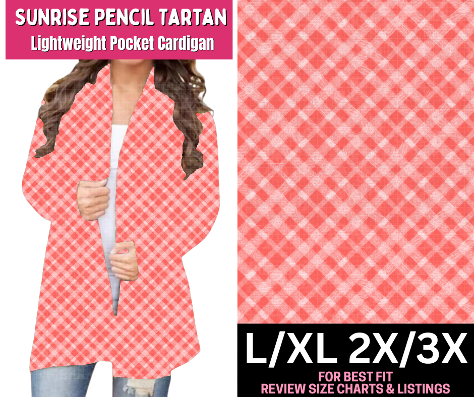 Sunrise Pencil Tartan Pocket Cardigan