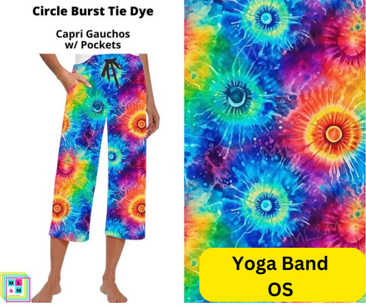 Circle Burst Tie Dye Capri Gauchos