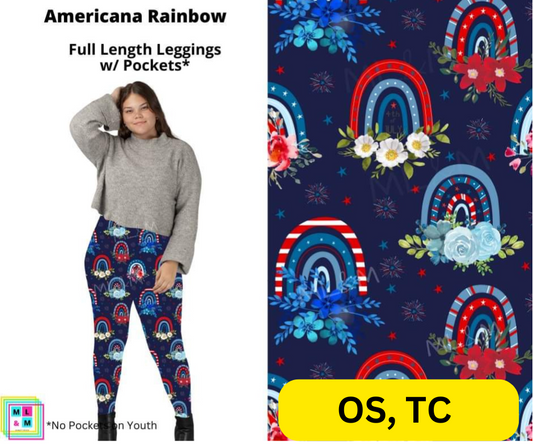 Americana Rainbow Full Length Leggings w/ Pockets