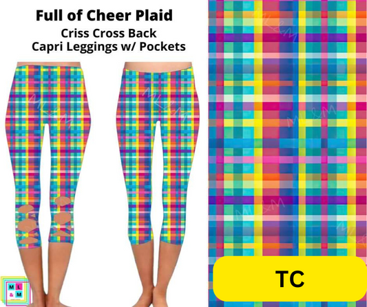 Full of Cheer Plaid Criss Cross Capri w/ Pockets