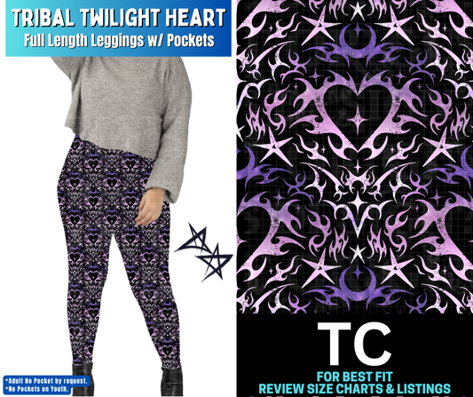 Tribal Twilight Heart Full Length Leggings w/ Pockets