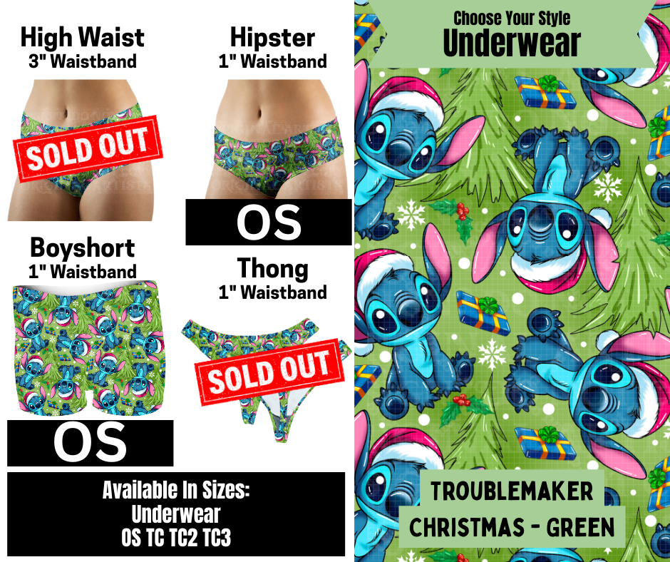 Troublemaker Christmas - Green Hipster, Boyshort Underwear