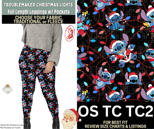 Troublemaker Christmas Lights Leggings Choose Fleece or Traditional