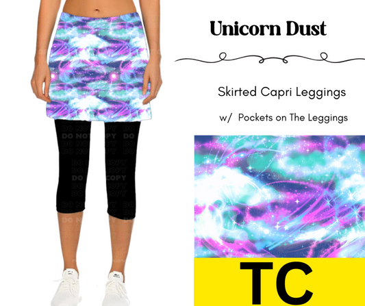 Unicorn Dust Skirted Capri Length Leggings w/ Pockets