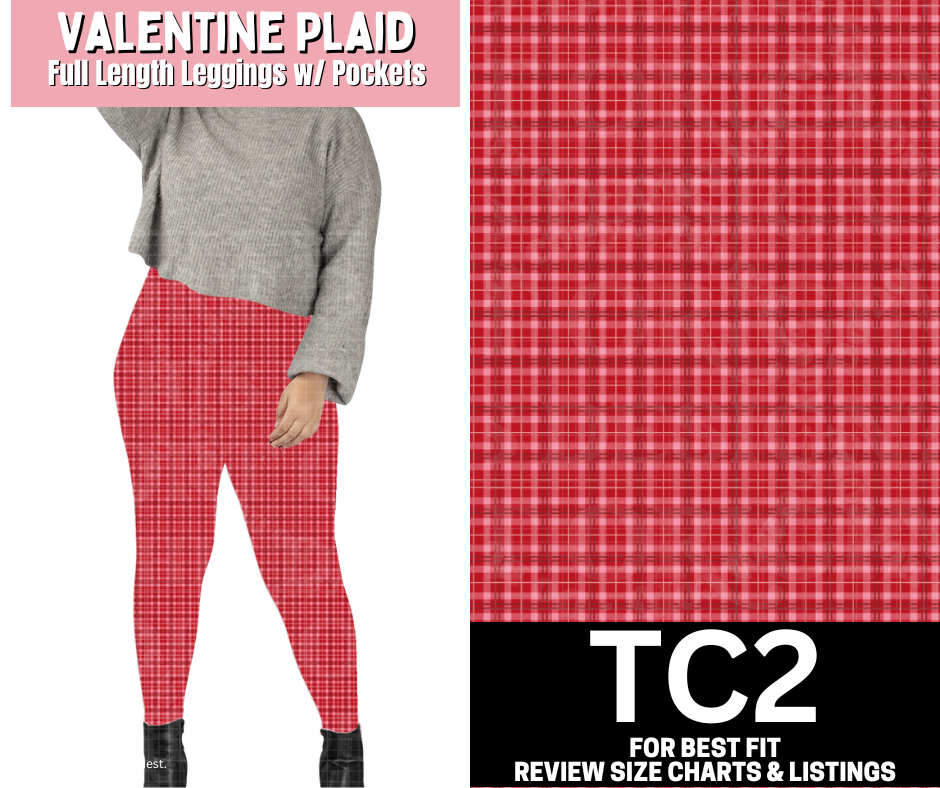 Valentine Plaid  Full Length Leggings w/ Pockets