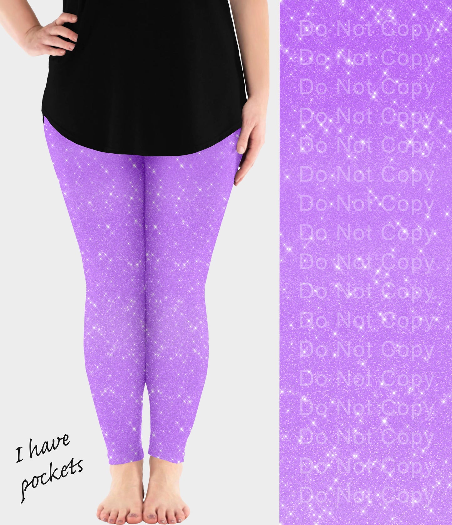 RTS - Violet Sparkle Leggings w/ Pockets