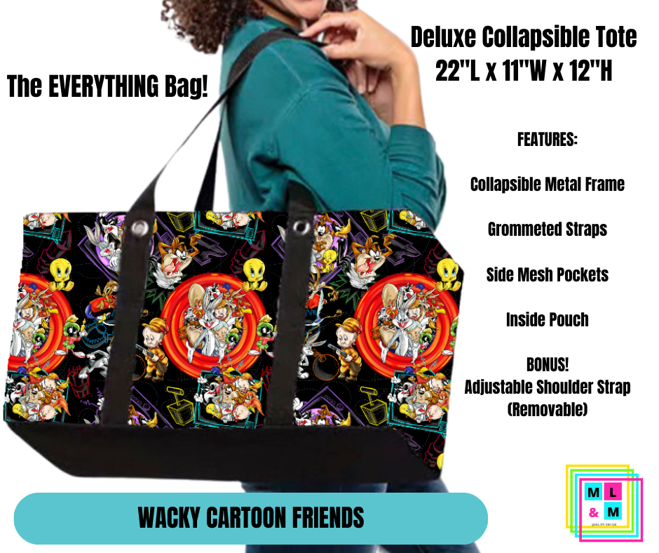 Wacky Cartoon Friends Collapsible Tote