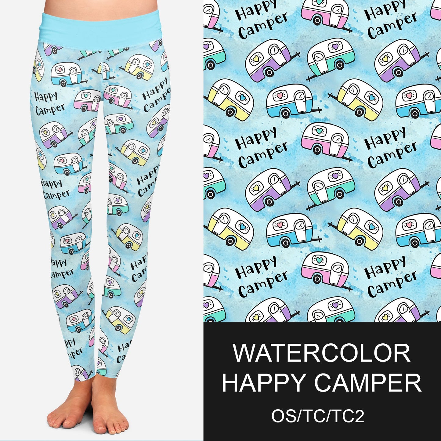 RTS - Watercolor Campers Leggings w/ Pockets