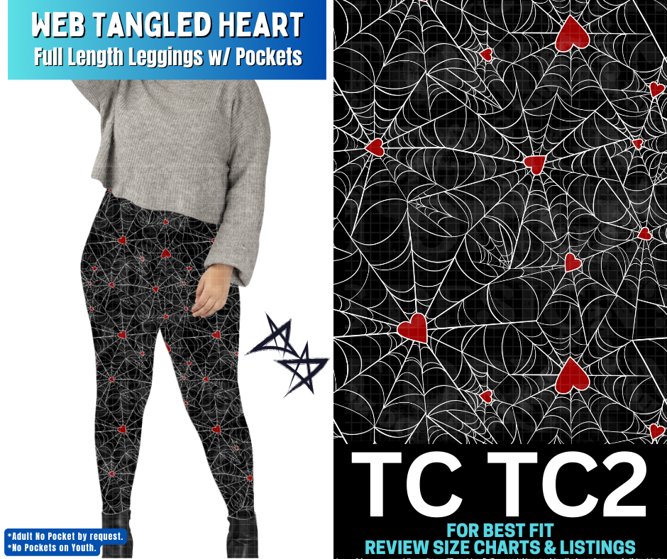 Web Tangled Heart Full Length Leggings w/ Pockets