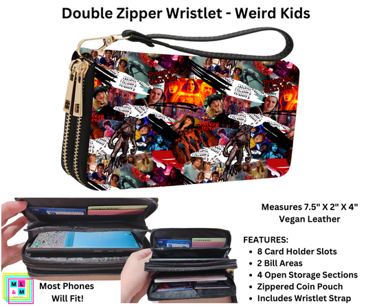 Weird Kids Double Zipper Wristlet