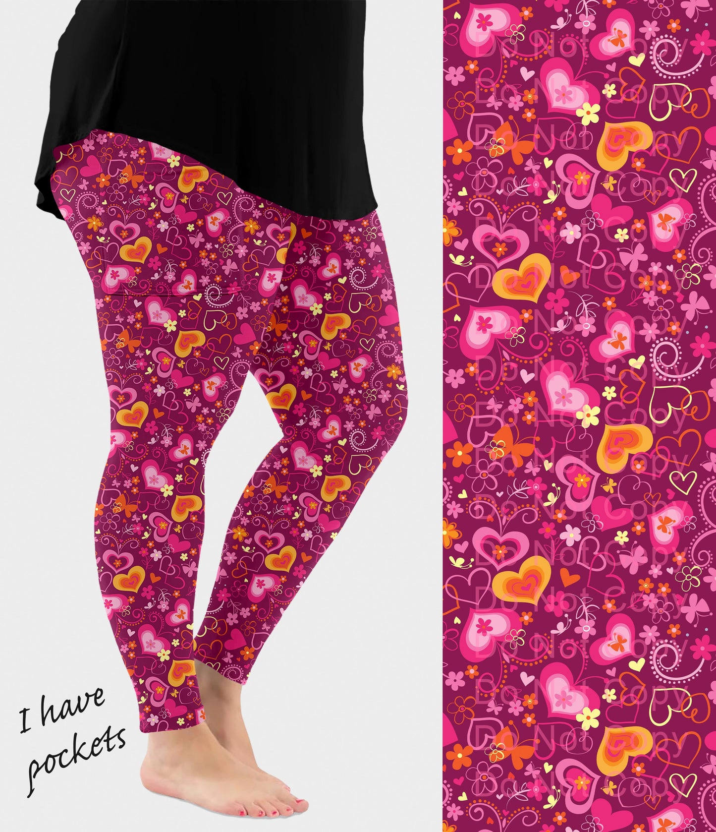 RTS - Whimsy Hearts Leggings w/ Pockets
