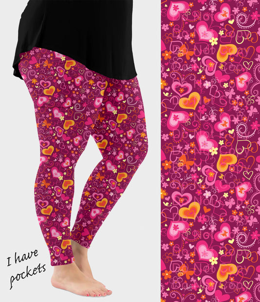 RTS - Whimsy Hearts Leggings w/ Pockets