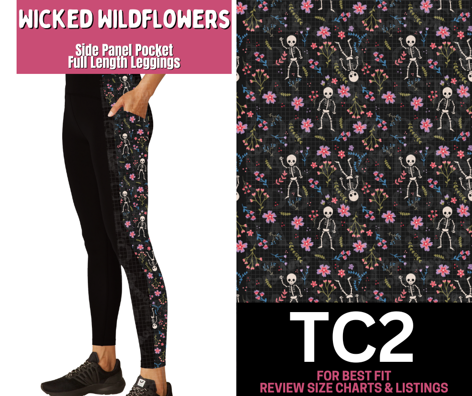 Wicked Wildflowers Side Panel Pocket Full Length Leggings
