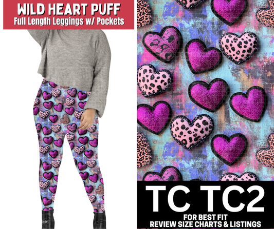 Wild Heart Puff Full Length Leggings w/ Pockets