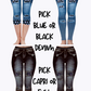 DARK FLORAL - DENIM RUN W/ BACK POCKETS - LEGGINGS/CAPRI