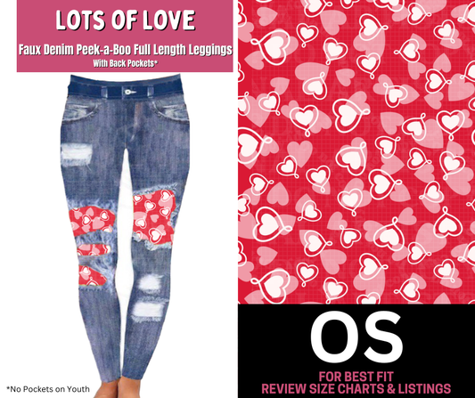 Lots of Love Faux Denim Full Length Peekaboo Leggings